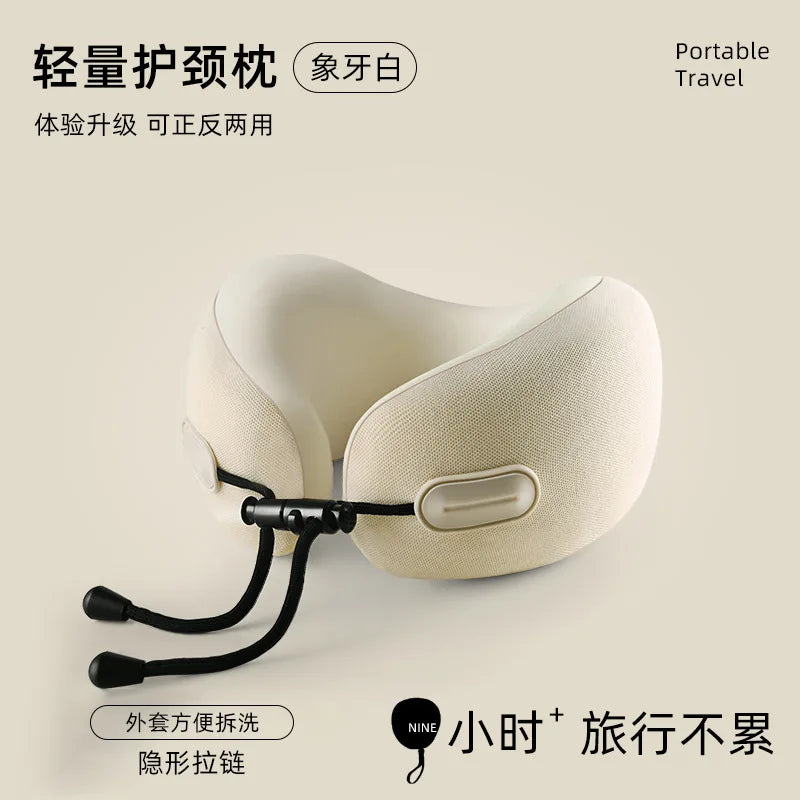 Foldable Memory Foam U-Shaped Neck Pillow for Travel & Car Use