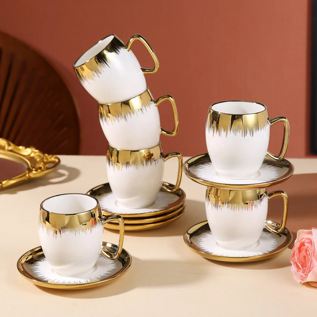 Porcelain Gold-Plated Coffee Mug Set | Custom Corporate Gifts