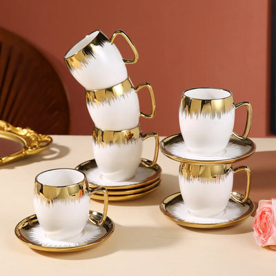 Porcelain Gold-Plated Coffee Mug Set | Custom Corporate Gifts