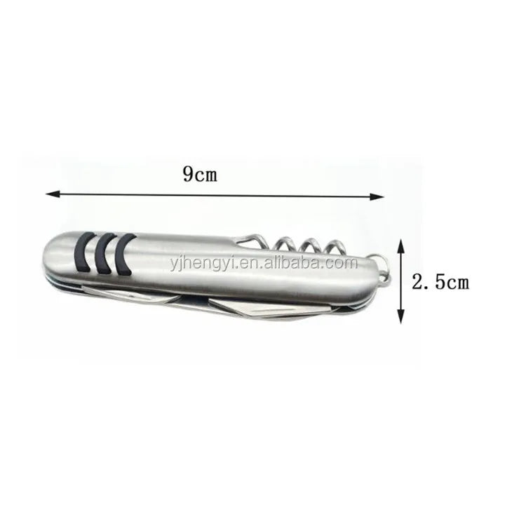 Custom 5-in-1 Stainless Steel Pocket Knife with Logo | MOQ 500