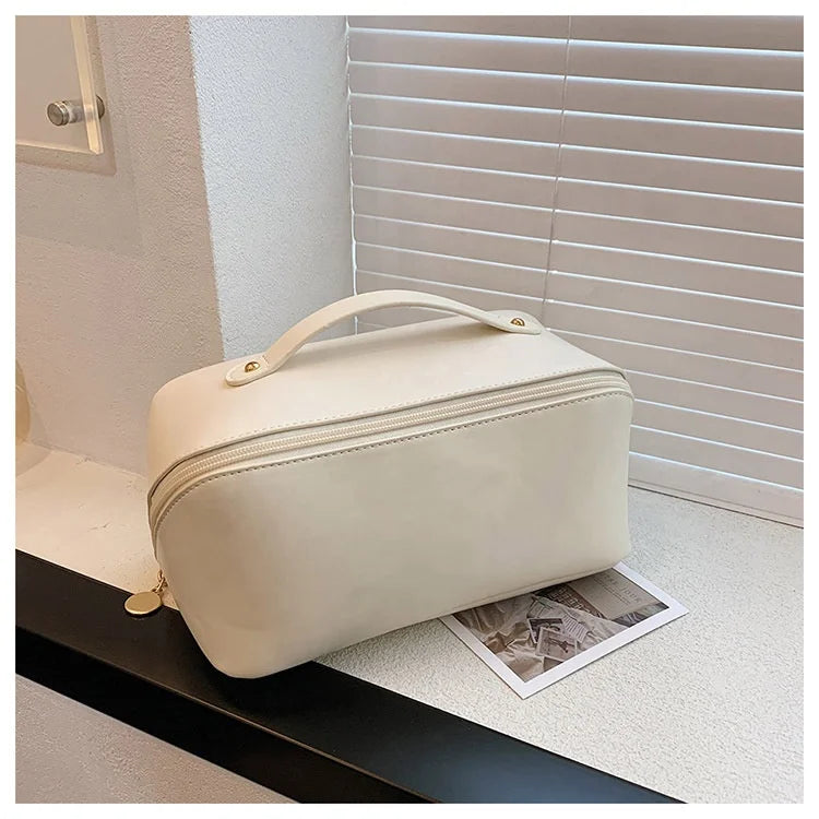 Custom PVC Leather Cosmetic Bag with Logo | Waterproof Zip Lock Organizer Bulk Order