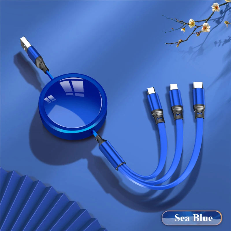 Custom Multi-Connector Charging Cable with Printed Logo Disc