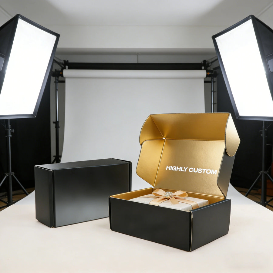 Custom Printing Eco-Friendly Reusable Black Packaging Corrugated Recyclable Shoes Clothes Storage Paper Cardboard Mailer Boxes