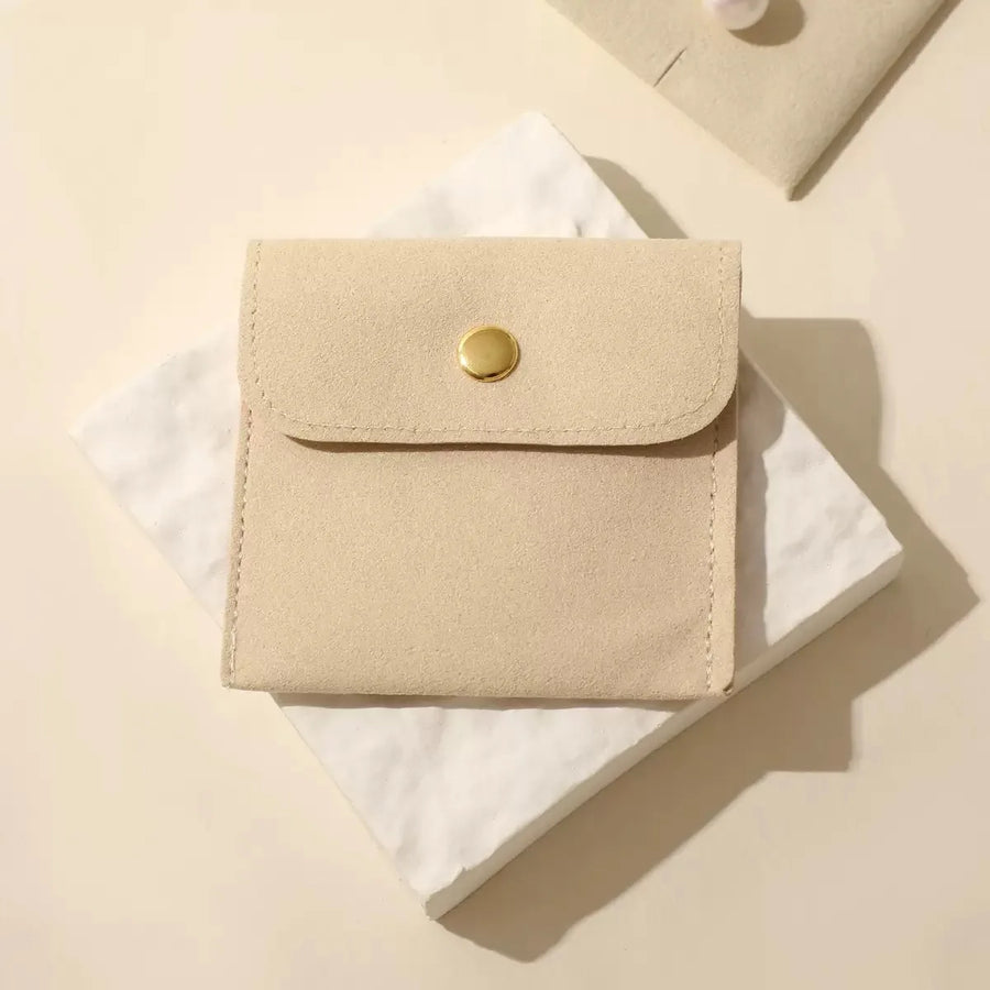 Custom Microfiber Suede Jewelry Pouch Wholesale | 50 MOQ Button Closure