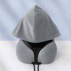 High Support Memory Foam U Shaped Travel Neck Pillow with Hood