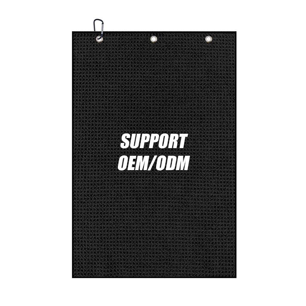 Custom Microfiber Golf Towels | 50-Piece MOQ & 10-Day Lead Time | Waffle Pattern & Carabiner Clip