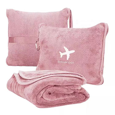 Custom Travel Pillow Blankets with Logo – 2-in-1, 300 MOQ