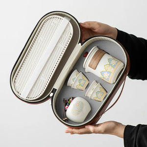 Luxury Tea Gift Set Leather Ceramic | 10 MOQ for VIP Corporate Gifts