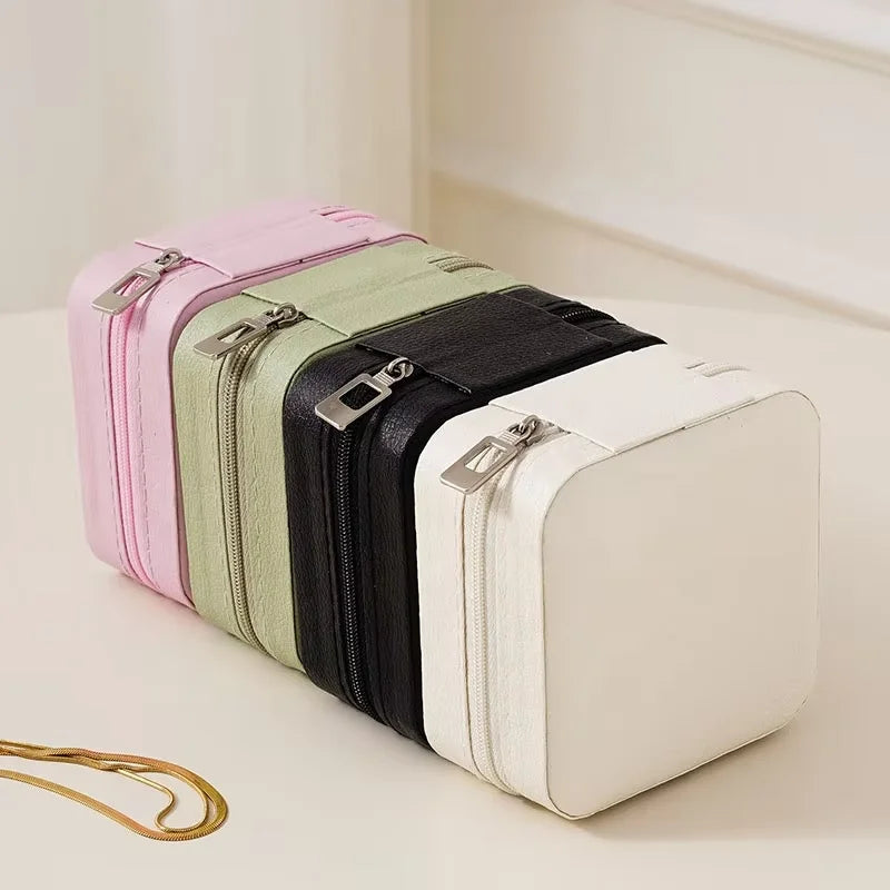 Custom PU Leather Mini Zipper Jewelry Box with Logo | MOQ 20