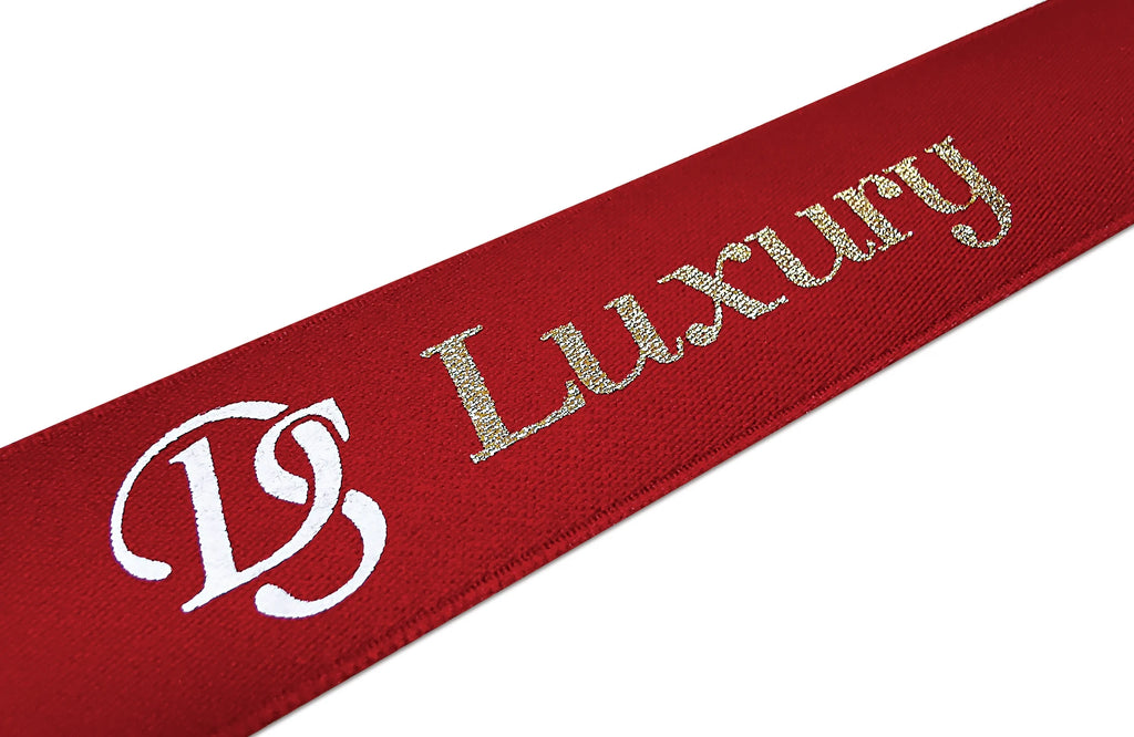 Custom Printed Satin Ribbon | Double-Face | MOQ 2,000 Yards  text
