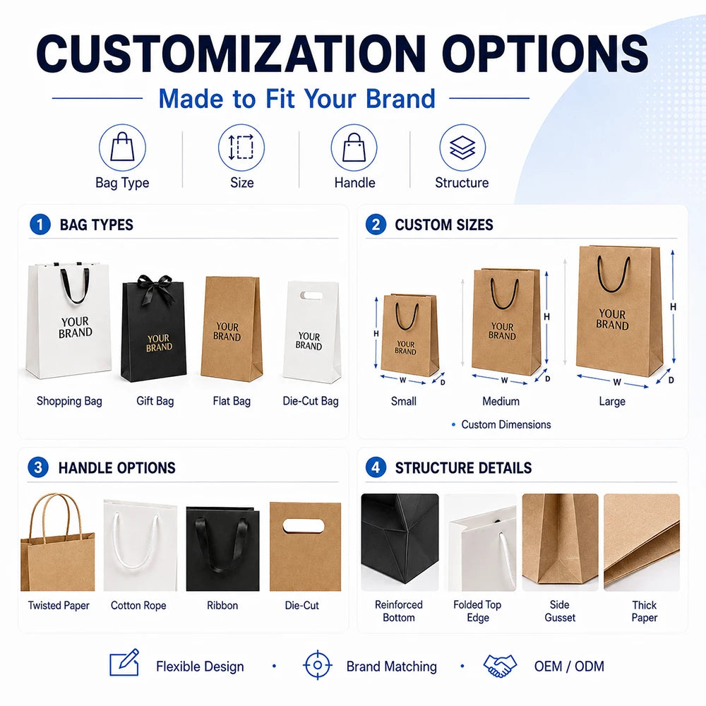 Custom Kraft Paper Bags | 100 Pcs MOQ, ISO9001 | Food-Grade Eco-Friendly