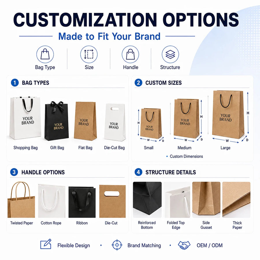 Custom Kraft Paper Bags | 100 Pcs MOQ, ISO9001 | Food-Grade Eco-Friendly