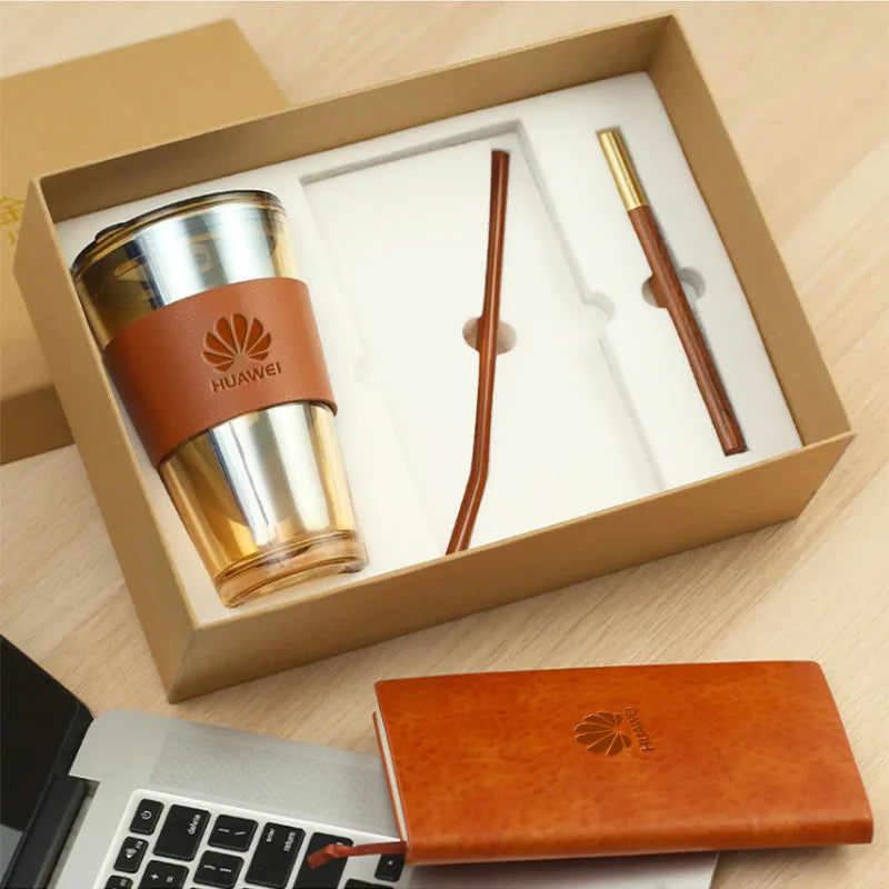 Custom Leather Notebook Gift Set with Logo | MOQ 500