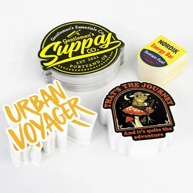 Custom Waterproof Vinyl Stickers 100pcs MOQ | Die-Cut, Digital/UV Print, Gloss/Matte Finish