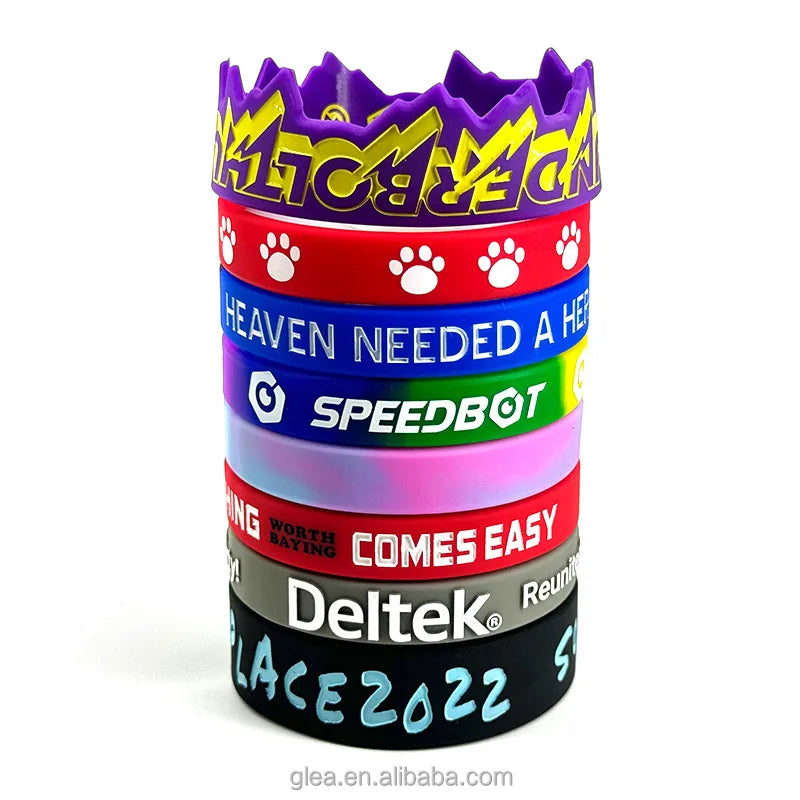Custom Silicone Wristbands: SGS CE ROHS Certified, 50pcs MOQ, Debossed/Printed/Glow in Dark