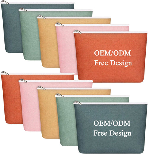 Canvas Makeup Pouch for Travel, Toiletry, and Everyday Organization | Custom Logo Zipper Bag