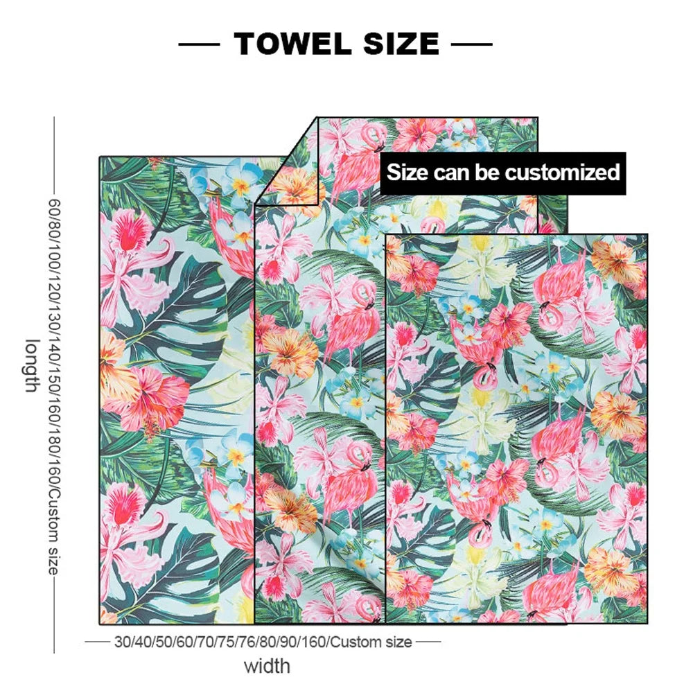 Custom Microfiber Beach Towel 100pcs MOQ | 80/20 Blend, Sublimation Print, 480ml Absorbency for Promotions