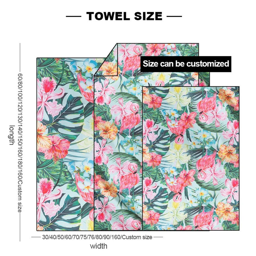 Custom Microfiber Beach Towel 100pcs MOQ | 80/20 Blend, Sublimation Print, 480ml Absorbency for Promotions