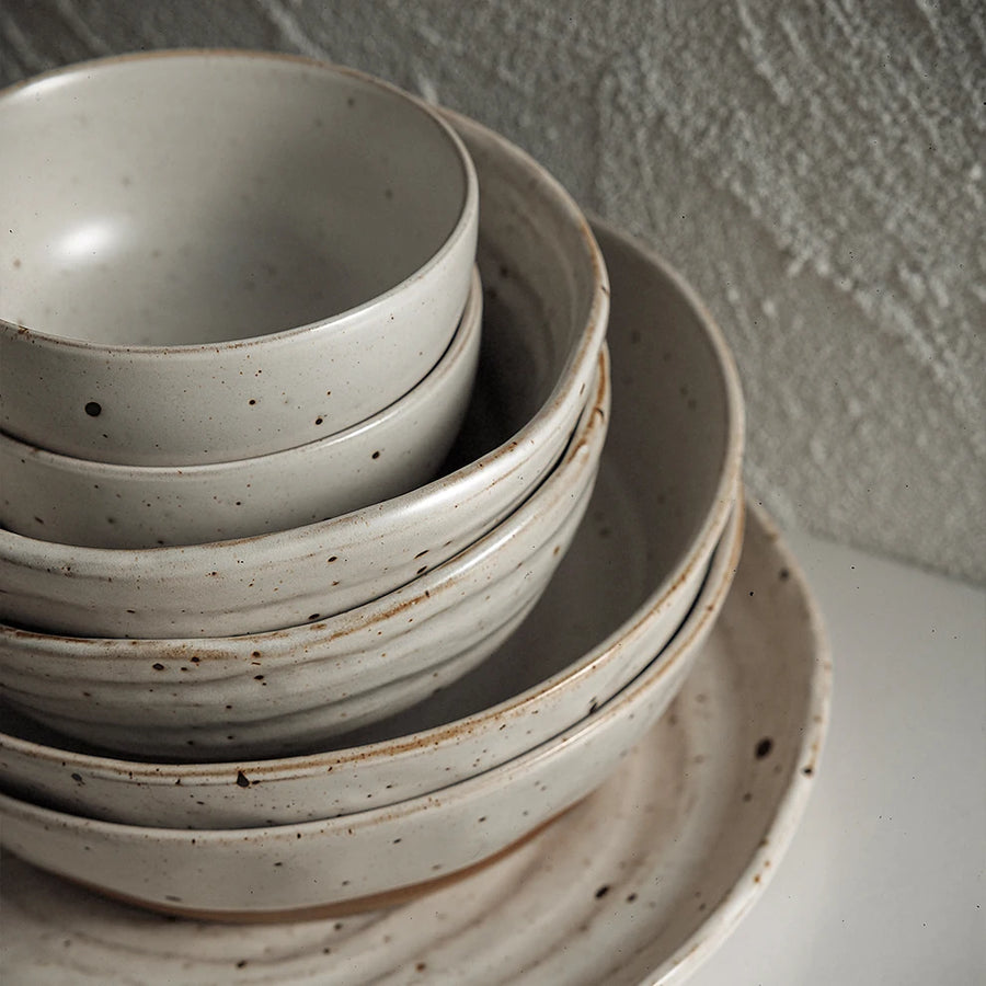 Custom Speckle Dinnerware Set — 30 MOQ, Microwave/Dishwasher Safe