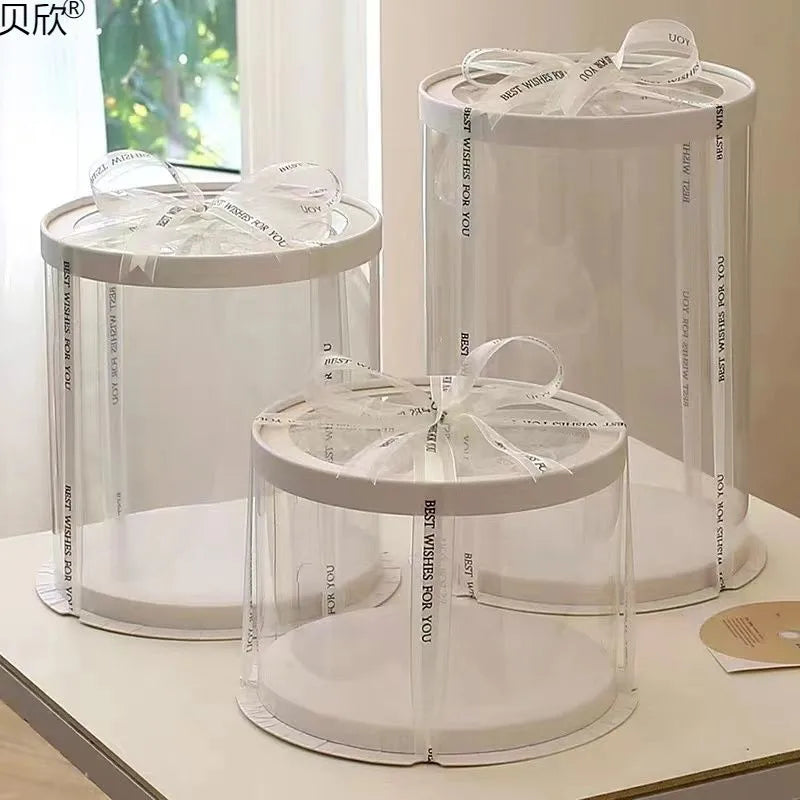 Transparent PET Cake Box | Tall Clear Display Box | Wholesale Bakery Packaging
