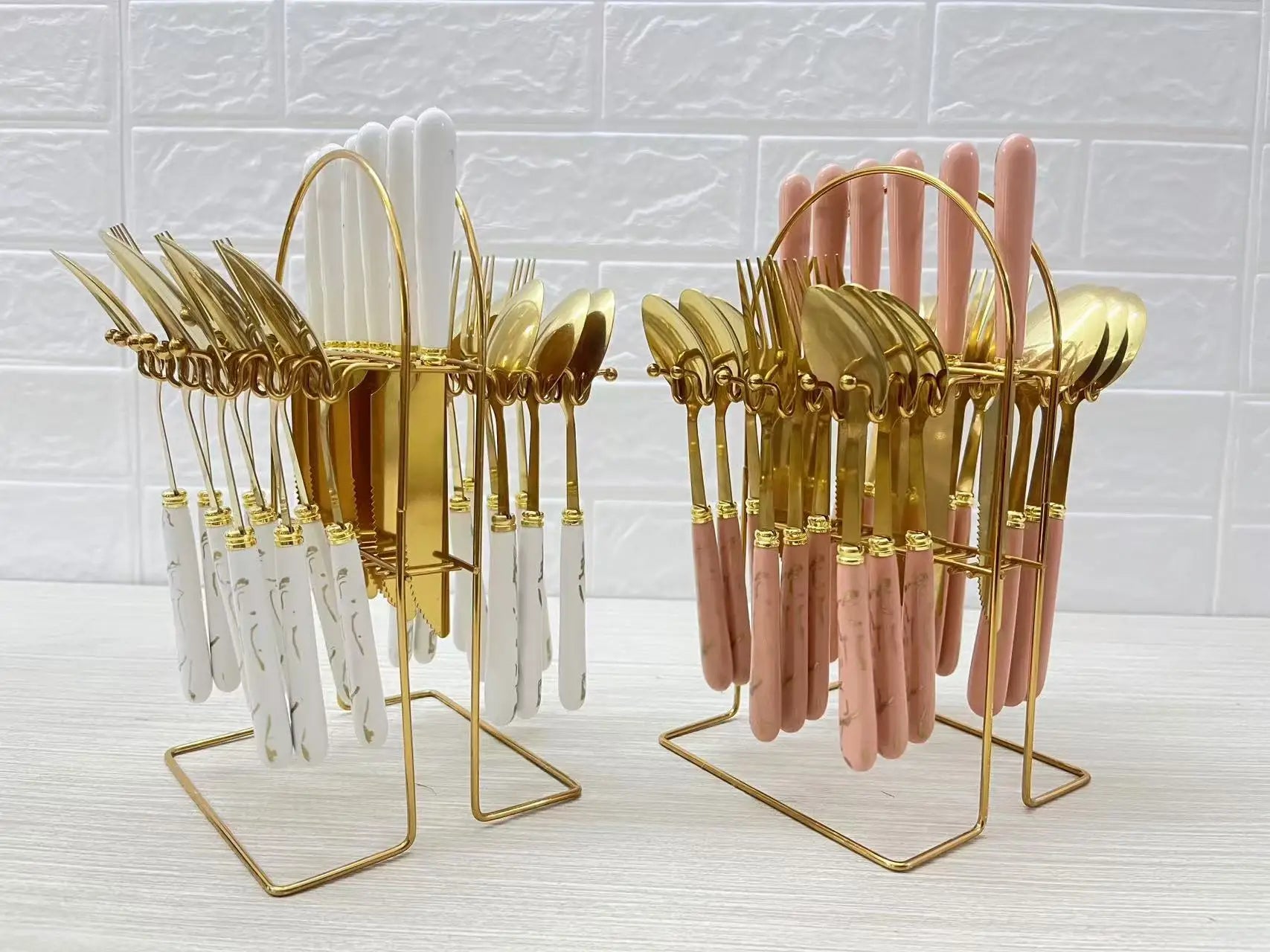 Marble Pattern Flatware Set 24-Piece | Stainless Steel 410 | 1 MOQ