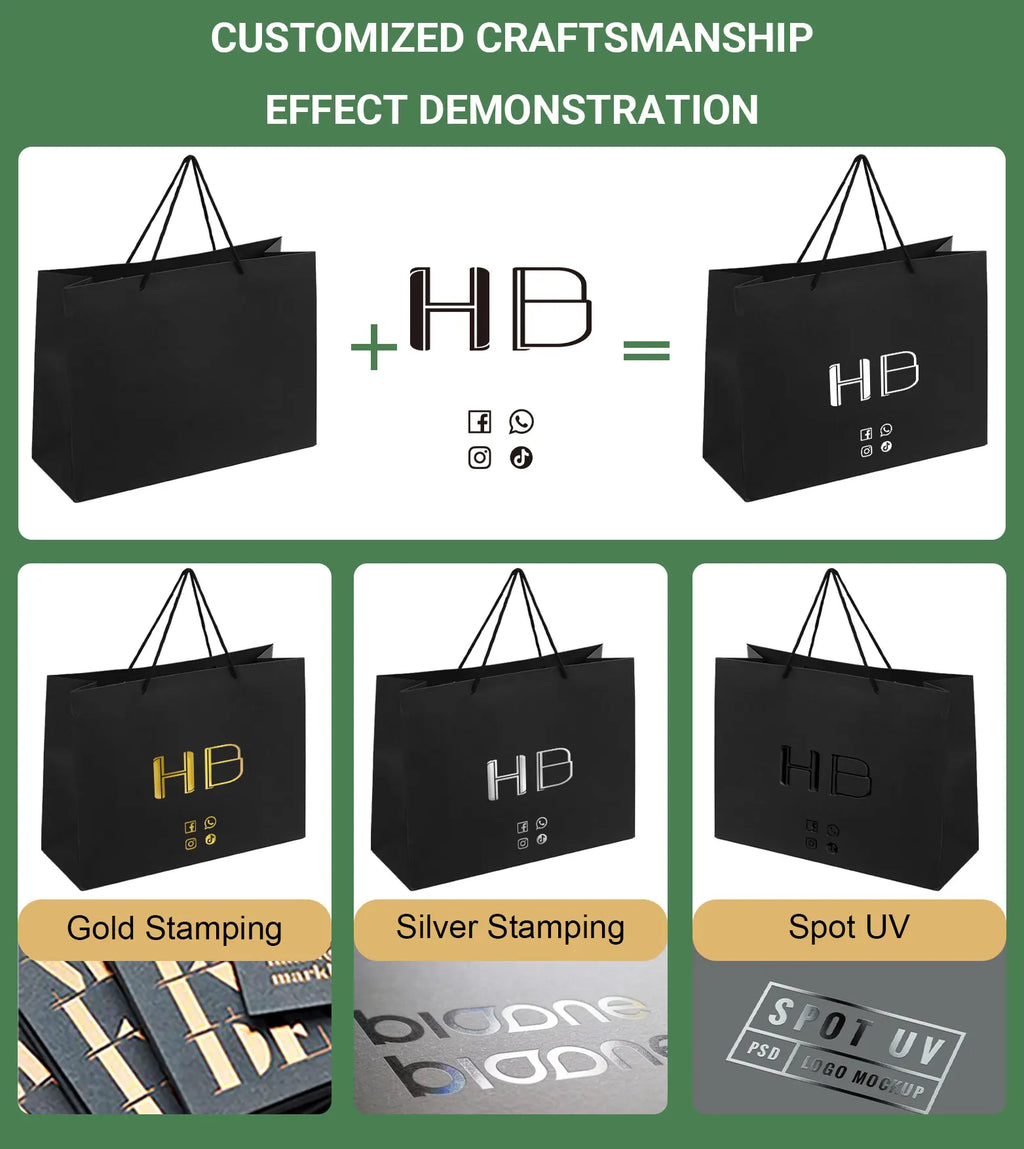 Custom Kraft Paper Bags with Logo | CMYK Printing & Foil Stamping | 500 Pcs MOQ