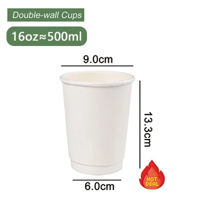 8oz Custom Printed Double Wall Paper Coffee Cups with Lids | MOQ 5000
