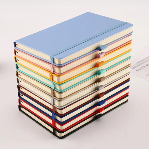 A5 PU Leather Notebook with Elastic Band and Pen Holder for Office, Meetings and Custom Logo