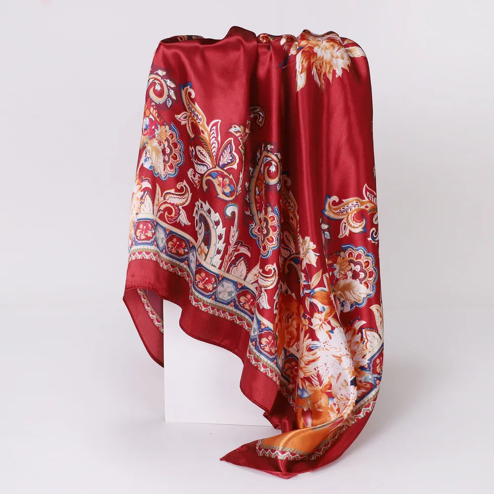 Custom Printed 90cm Square Scarf | 10 Pcs MOQ Wholesale Silk/Polyester Shawl