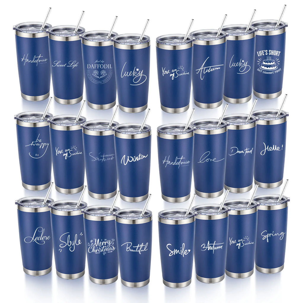 20oz Powder Coated Stainless Steel Tumbler with Lid and Straw Hole for Coffee, Travel and Laser Engraving
