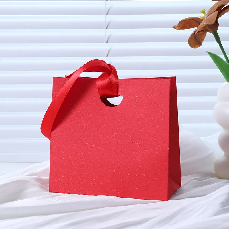 Custom Ribbon Handle Paper Gift Bags | Jewelry Packaging MOQ 100
