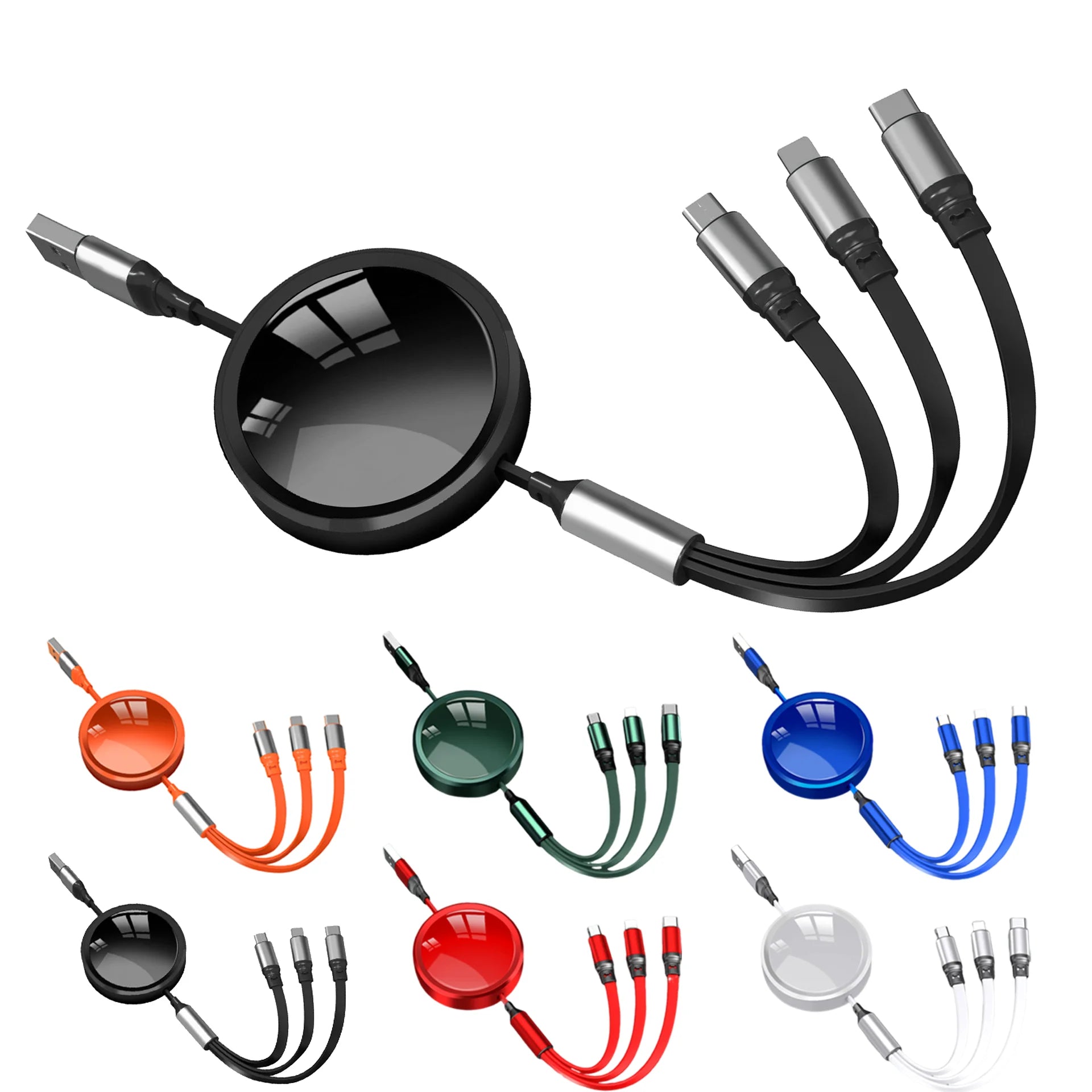 Custom Multi-Connector Charging Cable with Printed Logo Disc