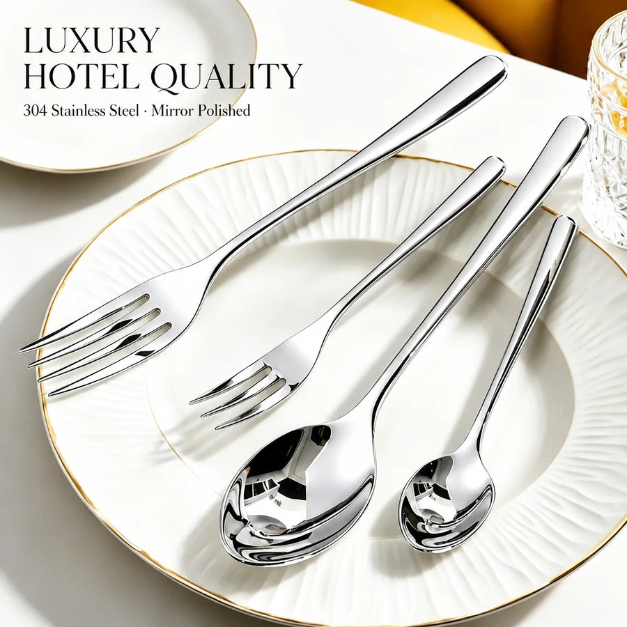 304 Stainless Steel Flatware Set | 300 MOQ | Super Mirror Polish | Custom