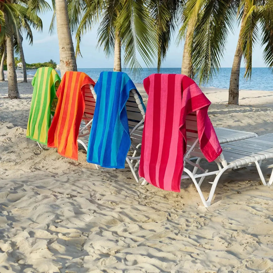 Custom 100% Cotton Striped Beach Towel for Travel, Yoga, Bath, Pool, and Resort Use