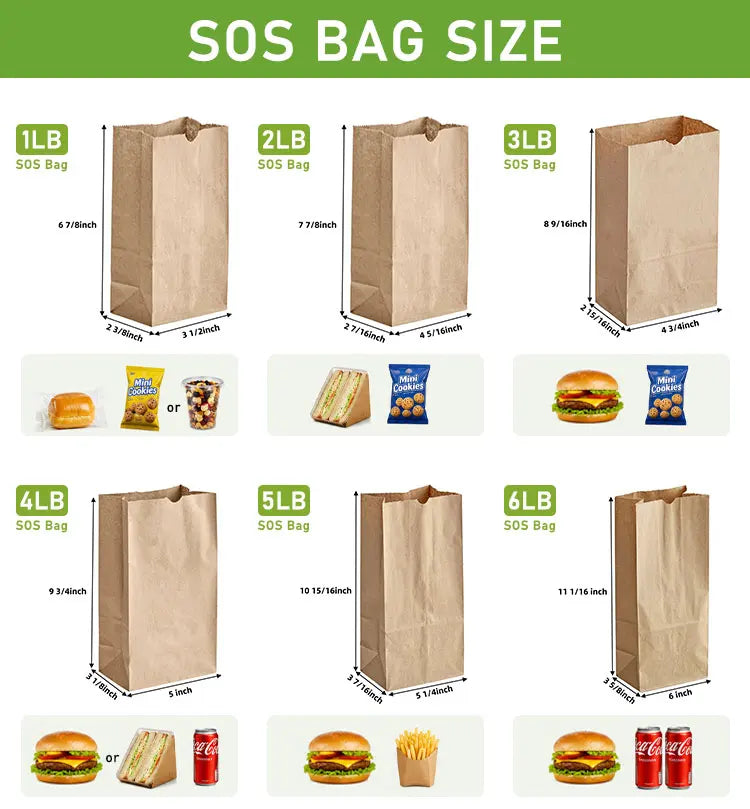 Custom Kraft Paper Bags 100% Recycled | Logo Printing | Restaurant Takeout