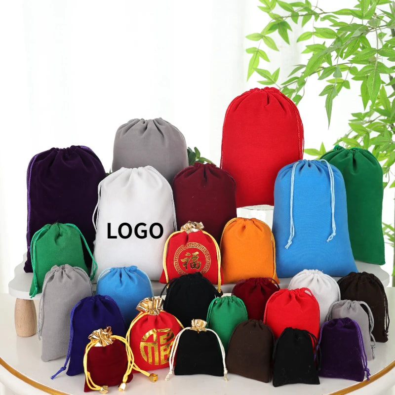 Custom Velvet Drawstring Jewelry Bags | 0.005kg Storage with Stamping