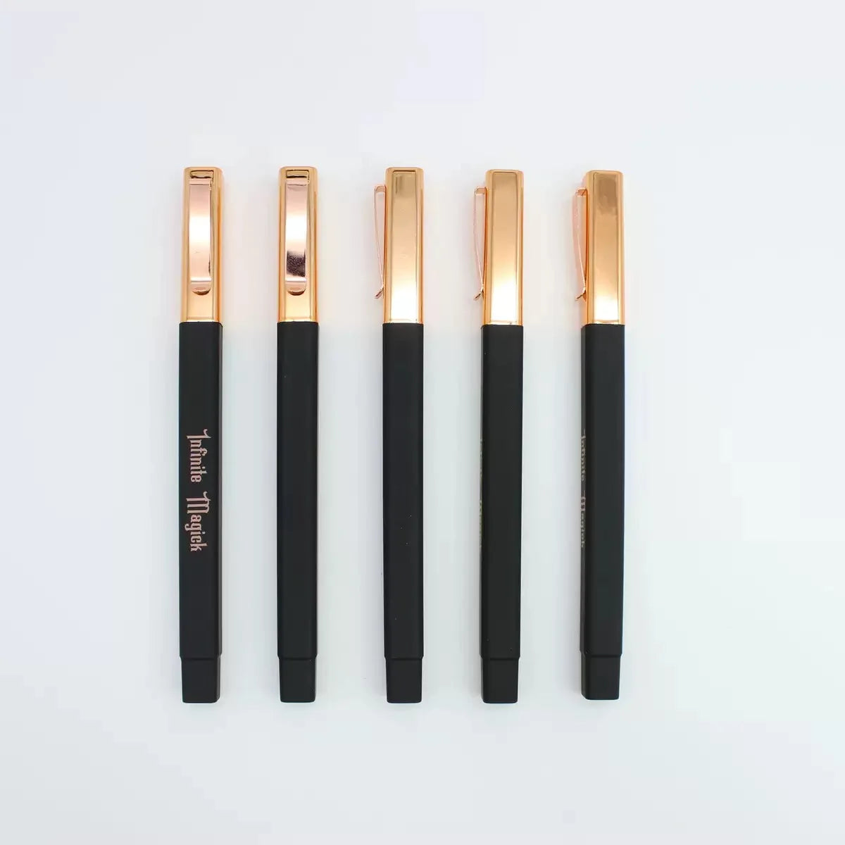 Custom Luxury Gold Clip Pen | Rubber Grip | 100pc MOQ | Hotel Promo