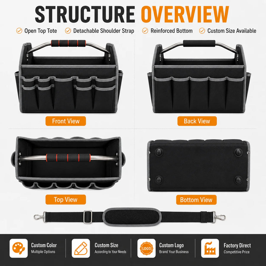 Custom Tool Tote Bags with Logo – Oxford, 30-Tool Capacity