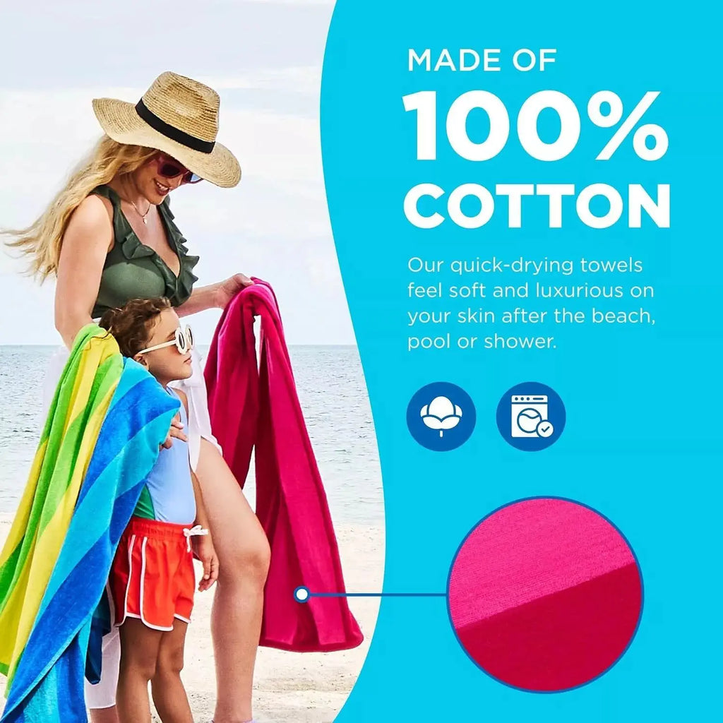 Custom 100% Cotton Striped Beach Towel for Travel, Yoga, Bath, Pool, and Resort Use