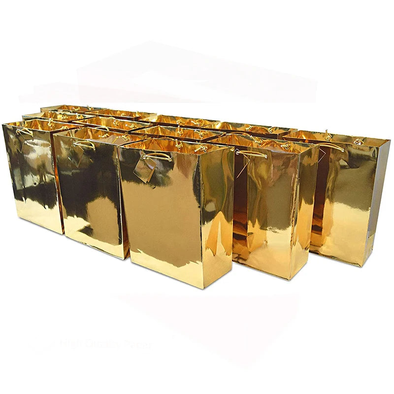 Custom Luxury Paper Bags with Logo – Gold Stamp, 1,000 MOQ