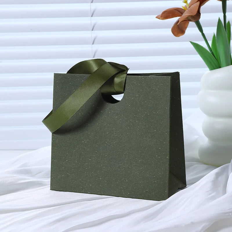 Custom Ribbon Handle Paper Gift Bags | Jewelry Packaging MOQ 100