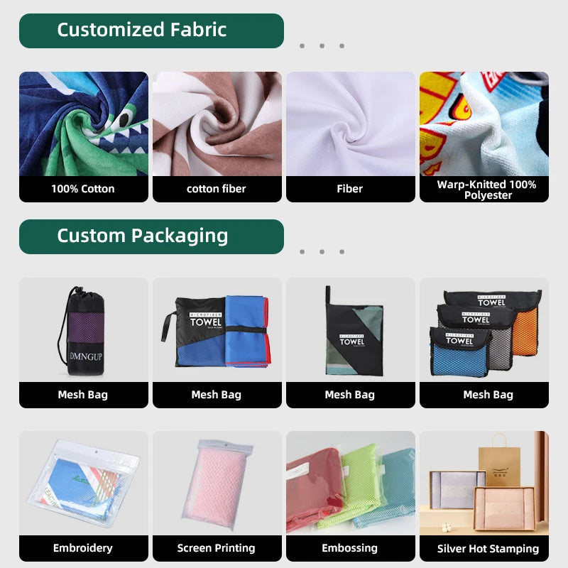 Custom Printed Microfiber Beach Towel 100 MOQ | Quick-Dry Sand-Free Design for Corporate Promotions & Resort Amenity Programs