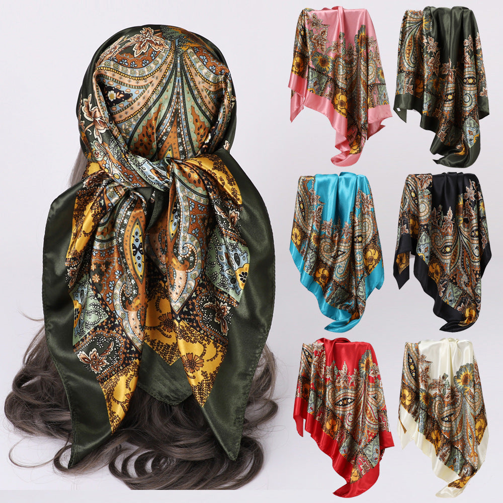 Custom Printed 90cm Square Scarf | 10 Pcs MOQ Wholesale Silk/Polyester Shawl