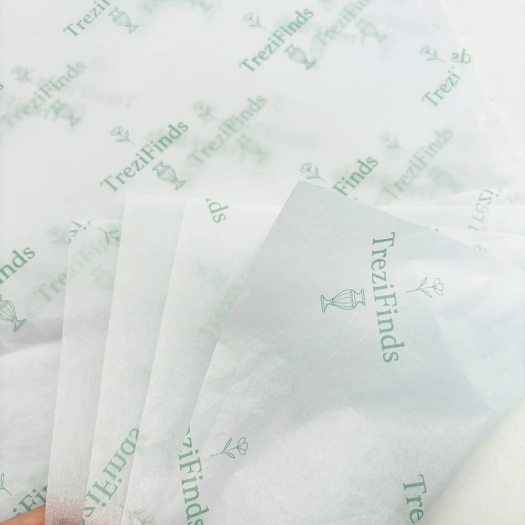 Custom Tissue Paper: 100 MOQ, 17gsm, Virgin Wood Pulp | Single-Color Logo Wrapping Paper