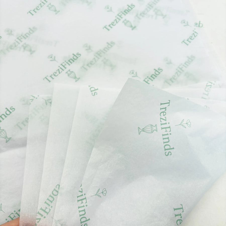 Custom Tissue Paper: 100 MOQ, 17gsm, Virgin Wood Pulp | Single-Color Logo Wrapping Paper