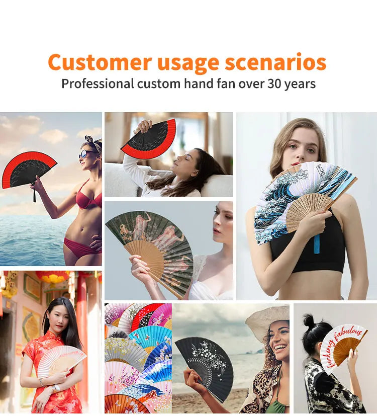 Custom Bamboo Hand Fans with Logo – 100 MOQ, 7-Day Lead