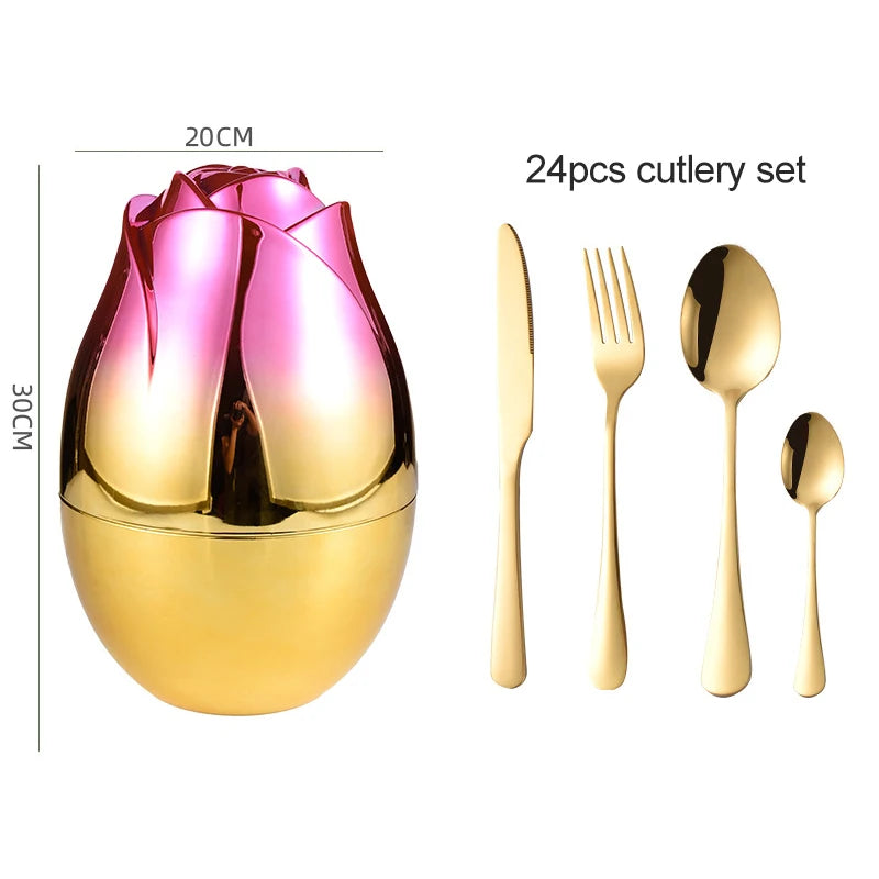 Luxury 24-Piece Cutlery Set with Logo | 10 MOQ