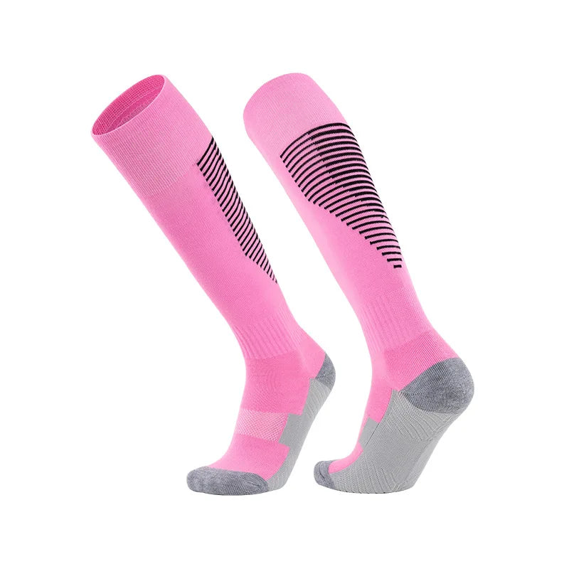 Custom Knee-High Sports Socks | Non-Slip Towel Bottom & Nylon/Cotton | 500-Piece MOQ | Team Sports