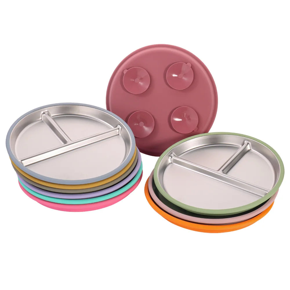 Custom 304 Stainless Steel Children's Plates with Logo | MOQ 10