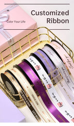 Custom Printed Satin Ribbon | Double-Face | MOQ 2,000 Yards  text